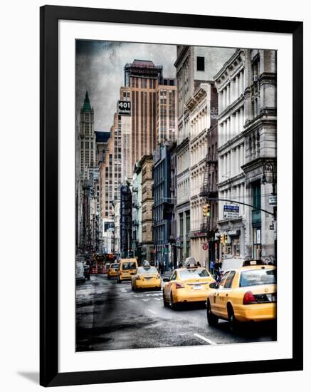 Instants of NY Series - NYC Yellow Taxis / Cabs on Broadway Avenue in Manhattan - New York City-Philippe Hugonnard-Framed Photographic Print