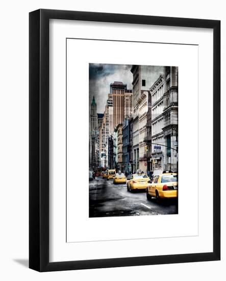 Instants of NY Series - NYC Yellow Taxis / Cabs on Broadway Avenue in Manhattan - New York City-Philippe Hugonnard-Framed Art Print