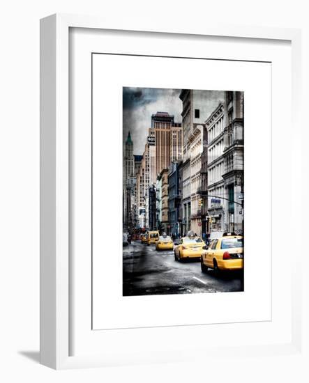 Instants of NY Series - NYC Yellow Taxis / Cabs on Broadway Avenue in Manhattan - New York City-Philippe Hugonnard-Framed Art Print