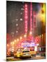 Instants of NY Series - NYC Yellow Taxis in Manhattan under Snow in front of Radio City Music Hall-Philippe Hugonnard-Mounted Photographic Print
