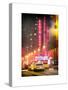 Instants of NY Series - NYC Yellow Taxis in Manhattan under Snow in front of Radio City Music Hall-Philippe Hugonnard-Stretched Canvas