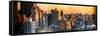 Instants of NY Series - Panoramic Cityscape of Manhattan in Winter at Sunset-Philippe Hugonnard-Framed Stretched Canvas