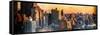 Instants of NY Series - Panoramic Cityscape of Manhattan in Winter at Sunset-Philippe Hugonnard-Framed Stretched Canvas