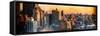 Instants of NY Series - Panoramic Cityscape of Manhattan in Winter at Sunset-Philippe Hugonnard-Framed Stretched Canvas