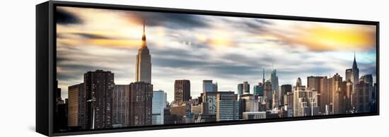 Instants of NY Series - Panoramic Cityscape with Chrysler Building and Empire State Building Views-Philippe Hugonnard-Framed Stretched Canvas