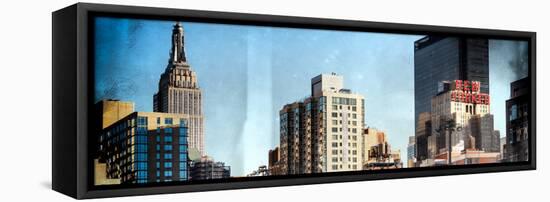 Instants of NY Series - Panoramic Cityscape with Empire State Building and New Yorker Hotel-Philippe Hugonnard-Framed Stretched Canvas