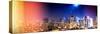 Instants of NY Series - Panoramic Landscape by Night of Manhattan-Philippe Hugonnard-Stretched Canvas