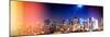 Instants of NY Series - Panoramic Landscape by Night of Manhattan-Philippe Hugonnard-Mounted Photographic Print