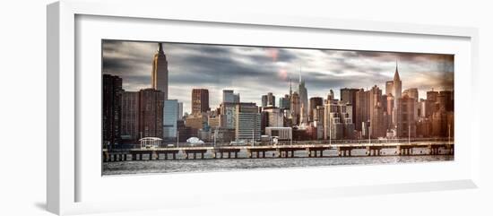 Instants of NY Series - Panoramic Landscape with Chrysler Building and Empire State Building Views-Philippe Hugonnard-Framed Photographic Print