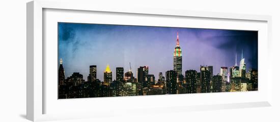 Instants of NY Series - Panoramic Skyline of the Skyscrapers of Manhattan by Night from Brooklyn-Philippe Hugonnard-Framed Photographic Print