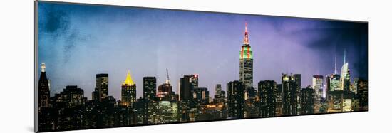 Instants of NY Series - Panoramic Skyline of the Skyscrapers of Manhattan by Night from Brooklyn-Philippe Hugonnard-Mounted Photographic Print