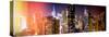 Instants of NY Series - Panoramic View of Skyscrapers of Times Square and 42nd Street at Night-Philippe Hugonnard-Stretched Canvas