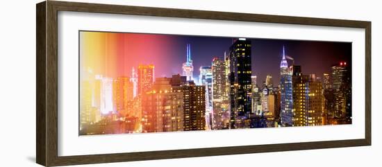 Instants of NY Series - Panoramic View of Skyscrapers of Times Square and 42nd Street at Night-Philippe Hugonnard-Framed Photographic Print