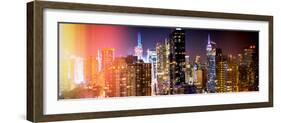 Instants of NY Series - Panoramic View of Skyscrapers of Times Square and 42nd Street at Night-Philippe Hugonnard-Framed Photographic Print