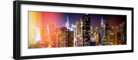 Instants of NY Series - Panoramic View of Skyscrapers of Times Square and 42nd Street at Night-Philippe Hugonnard-Framed Photographic Print