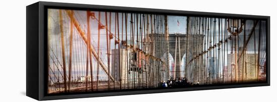 Instants of NY Series - Panoramic View of the Brooklyn Bridge in New York-Philippe Hugonnard-Framed Stretched Canvas