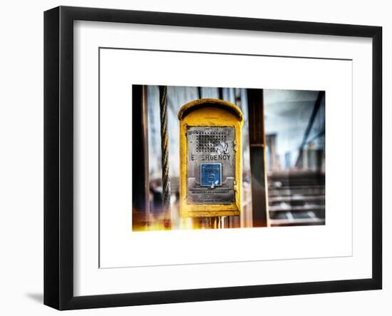 Instants of NY Series - Police Emergency Call Box on Walkway of Brooklyn Bridge in New York City-Philippe Hugonnard-Framed Art Print