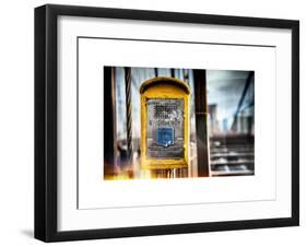 Instants of NY Series - Police Emergency Call Box on Walkway of Brooklyn Bridge in New York City-Philippe Hugonnard-Framed Art Print