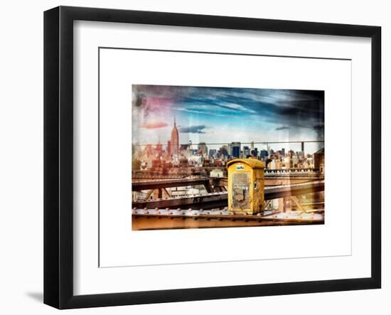 Instants of NY Series - Police Emergency Call Box on Walkway of Brooklyn Bridge-Philippe Hugonnard-Framed Art Print