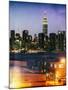 Instants of NY Series - Skyline of the Skyscrapers of Manhattan by Night from Brooklyn-Philippe Hugonnard-Mounted Premium Photographic Print