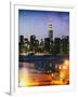 Instants of NY Series - Skyline of the Skyscrapers of Manhattan by Night from Brooklyn-Philippe Hugonnard-Framed Photographic Print