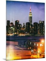 Instants of NY Series - Skyline of the Skyscrapers of Manhattan by Night from Brooklyn-Philippe Hugonnard-Mounted Photographic Print
