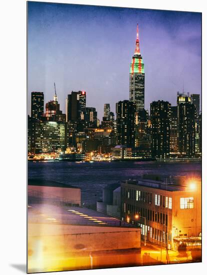 Instants of NY Series - Skyline of the Skyscrapers of Manhattan by Night from Brooklyn-Philippe Hugonnard-Mounted Photographic Print