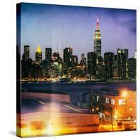 Instants of NY Series - Skyline of the Skyscrapers of Manhattan by Night from Brooklyn-Philippe Hugonnard-Stretched Canvas