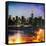 Instants of NY Series - Skyline of the Skyscrapers of Manhattan by Night from Brooklyn-Philippe Hugonnard-Framed Stretched Canvas