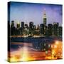 Instants of NY Series - Skyline of the Skyscrapers of Manhattan by Night from Brooklyn-Philippe Hugonnard-Stretched Canvas