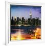 Instants of NY Series - Skyline of the Skyscrapers of Manhattan by Night from Brooklyn-Philippe Hugonnard-Framed Photographic Print