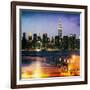 Instants of NY Series - Skyline of the Skyscrapers of Manhattan by Night from Brooklyn-Philippe Hugonnard-Framed Photographic Print