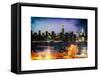 Instants of NY Series - Skyline of the Skyscrapers of Manhattan by Night from Brooklyn-Philippe Hugonnard-Framed Stretched Canvas