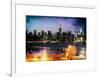 Instants of NY Series - Skyline of the Skyscrapers of Manhattan by Night from Brooklyn-Philippe Hugonnard-Framed Art Print