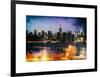 Instants of NY Series - Skyline of the Skyscrapers of Manhattan by Night from Brooklyn-Philippe Hugonnard-Framed Art Print