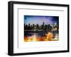 Instants of NY Series - Skyline of the Skyscrapers of Manhattan by Night from Brooklyn-Philippe Hugonnard-Framed Art Print