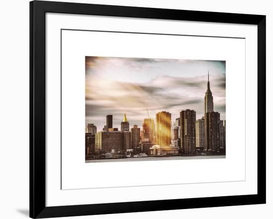 Instants of NY Series - Skyline with Empire State Building at Sunset-Philippe Hugonnard-Framed Art Print