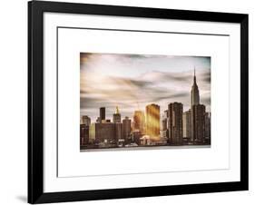 Instants of NY Series - Skyline with Empire State Building at Sunset-Philippe Hugonnard-Framed Art Print