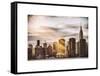 Instants of NY Series - Skyline with Empire State Building at Sunset-Philippe Hugonnard-Framed Stretched Canvas