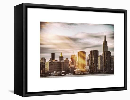 Instants of NY Series - Skyline with Empire State Building at Sunset-Philippe Hugonnard-Framed Stretched Canvas