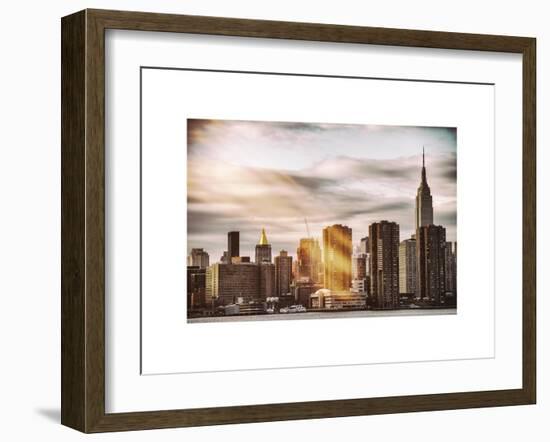 Instants of NY Series - Skyline with Empire State Building at Sunset-Philippe Hugonnard-Framed Art Print