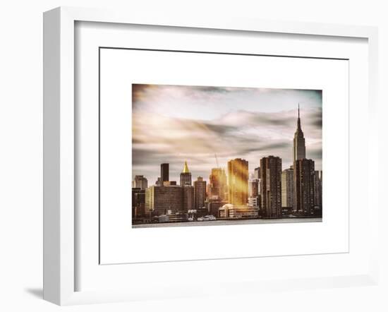 Instants of NY Series - Skyline with Empire State Building at Sunset-Philippe Hugonnard-Framed Art Print