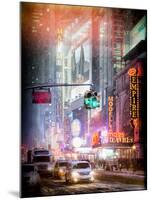 Instants of NY Series - Snowstorm on 42nd Street in Times Square by Night-Philippe Hugonnard-Mounted Photographic Print