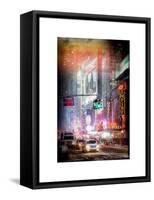 Instants of NY Series - Snowstorm on 42nd Street in Times Square by Night-Philippe Hugonnard-Framed Stretched Canvas