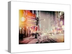 Instants of NY Series - Snowstorm on 42nd Street in Times Square by Night-Philippe Hugonnard-Stretched Canvas