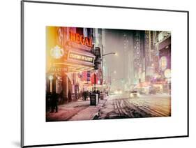 Instants of NY Series - Snowstorm on 42nd Street in Times Square by Night-Philippe Hugonnard-Mounted Art Print