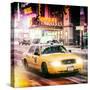 Instants of NY Series - Snowstorm on 42nd Street in Times Square with Yellow Cab by Night-Philippe Hugonnard-Stretched Canvas