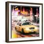 Instants of NY Series - Snowstorm on 42nd Street in Times Square with Yellow Cab by Night-Philippe Hugonnard-Framed Photographic Print