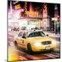 Instants of NY Series - Snowstorm on 42nd Street in Times Square with Yellow Cab by Night-Philippe Hugonnard-Mounted Photographic Print