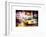 Instants of NY Series - Snowstorm on 42nd Street in Times Square with Yellow Cab by Night-Philippe Hugonnard-Framed Art Print